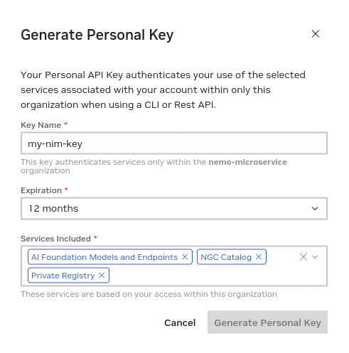 Generate Personal Key